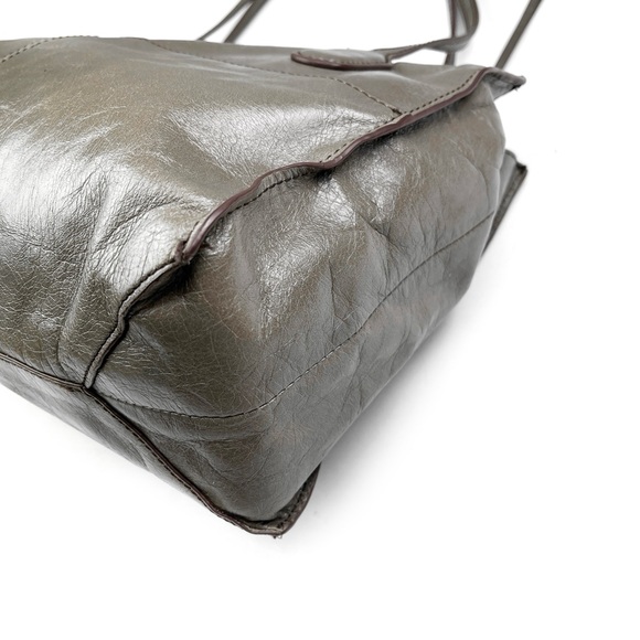 HOBO International Friar Taupe Gray Polished Leather Shoulder Bag - Picture 6 of 9